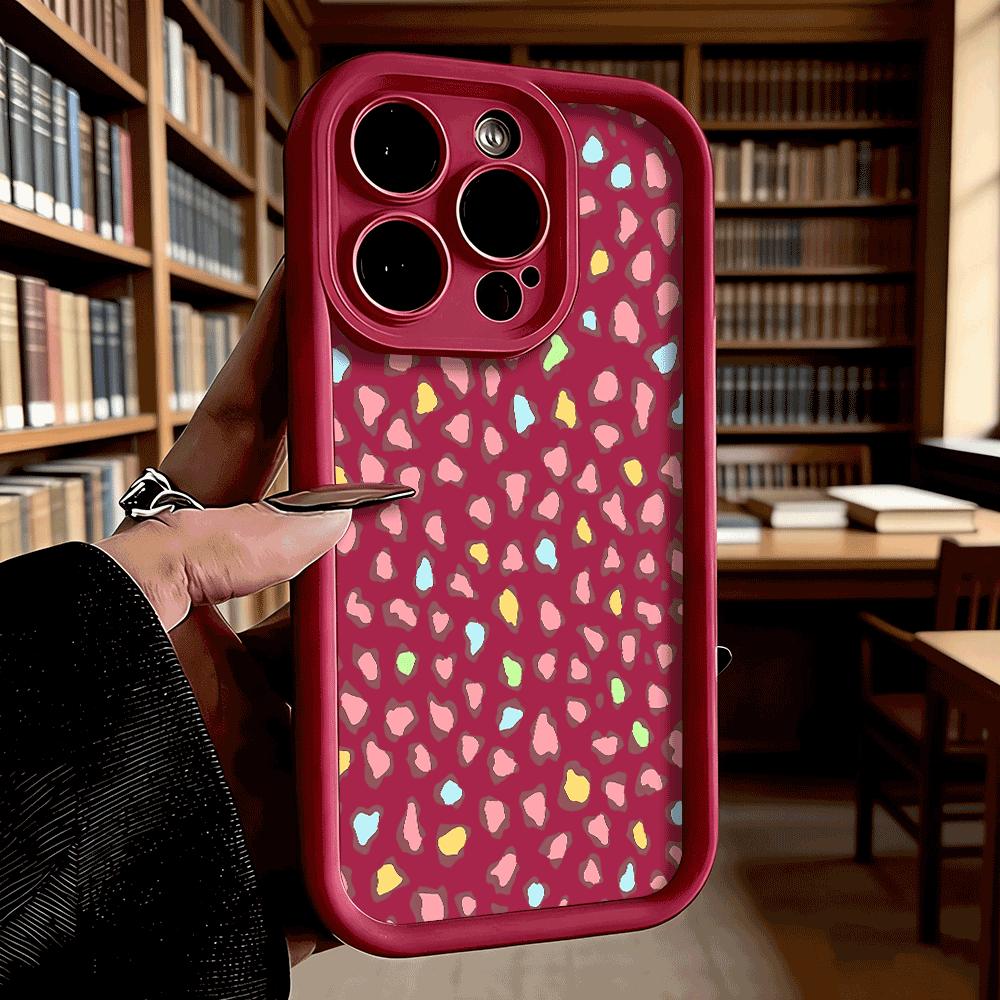 Pastel Leopard Print Pattern Soft TPU Phone Case for iPhone 17 16 15 14 13 12 11 Pro Max Plus Shockproof Anti-Slip Cover