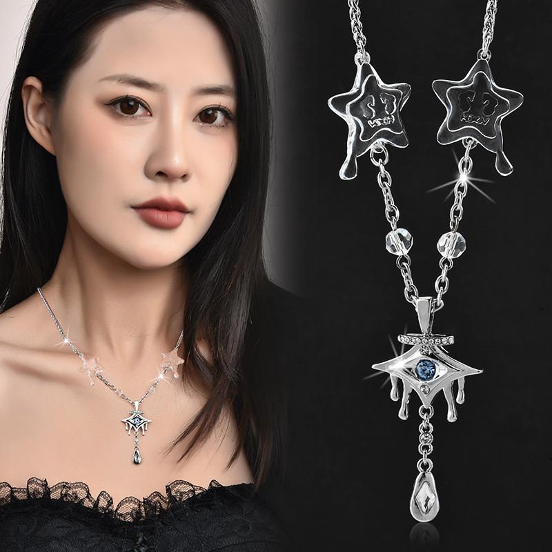 Geometric Crystal Exquisite Star Necklace For Trendy Individuals In 2023 Autumn