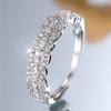 Cute Female Small White Zircon Stone Finger Ring Vintage Silver Color Wedding Band Bridal Jewelry For Women