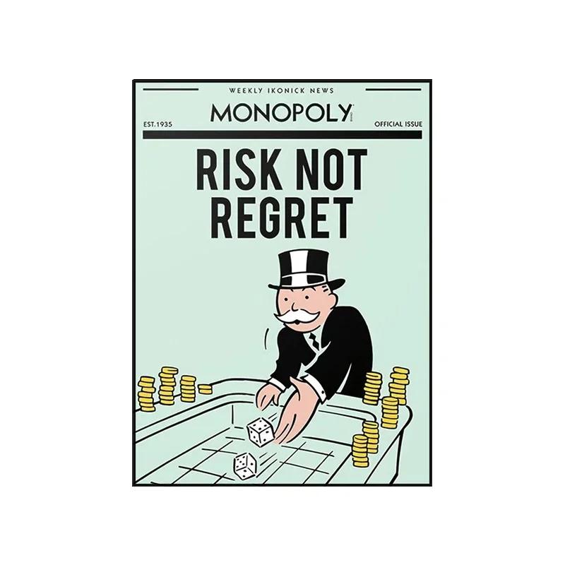 Monopoly Time Is Money Poster Print Inspirational Quote Canvas Painting Wall Art Picture for Living Room Home Decoration Cuadros