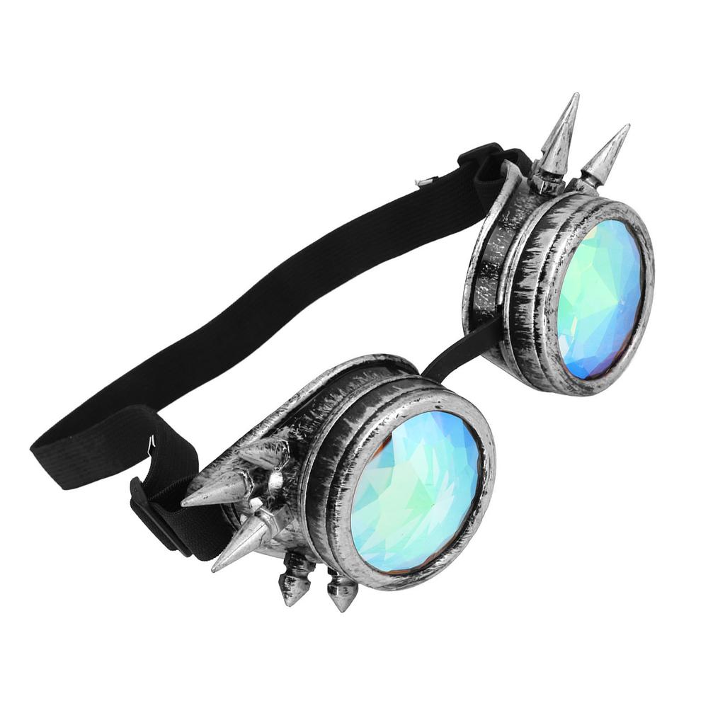 Halloween Kaleidoscope Rave Goggles Rainbow Crystal Lenses Adjustable Trippy Psychedelic Steampunk