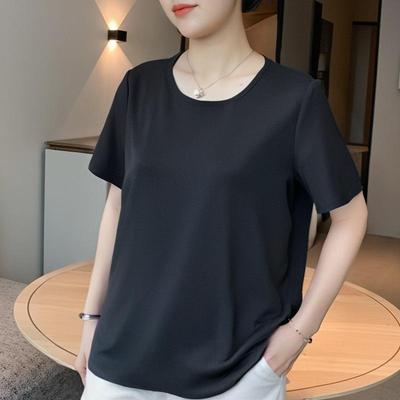 Deformation Strategy Plus Size Women's Loose Solid Color Slimming T-shirt - Short Sleeve Spring/Summer Top