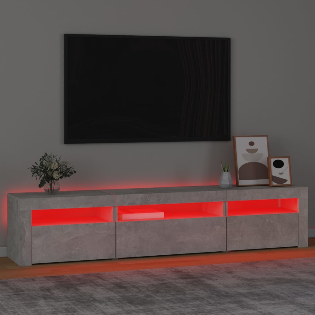 Vidaxl Szafka Pod Tv Z Oświetleniem Led, Szarość Betonu, 195X35X40 Cm