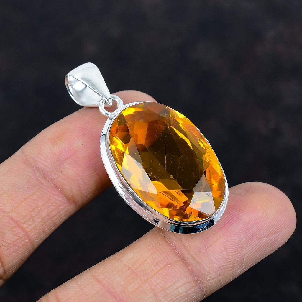 Faceted citrine pendant 925 sterling silver pendant handmade brand new pendant citrine gemstone jewelry unique design pendant gifts for mom