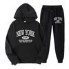 Mens Hooded Sweatshirt Set With Print Casual Sportswear Two-Piece Outfit Fall