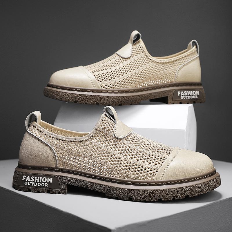 Fashion Summer Men's Hollow Mesh Shoes Breathable Men's Trendy Beach Shoes Outdoor Camping Shoes Fashion Casual Shoes Non Slip New