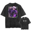Japan Anime Jujutsu Kaisen Gojo Satoru Print Washed Tshirt Men Pure Cotton Tshirts Manga Casual T Shirt Harajuku Top Streetwear
