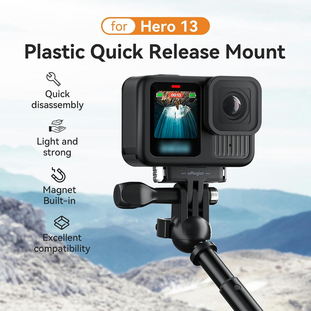 AMAGISN For GoPro Hero 13 Magnetic Quick Release Mount Base Plastic Adapter Accessory