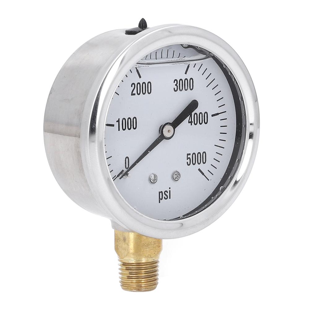 Hydraulic High Pressure Gauge Glycerin Liquid Filled 5000PSI 2.5in Dial 14in NPT Stainless Steel
