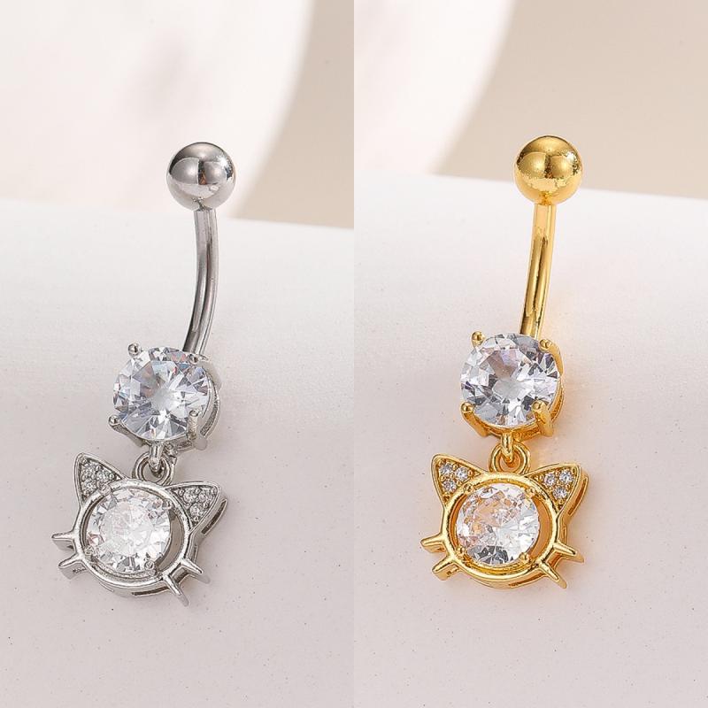 Fashion Zircon Heart Angel Wings Belly Button Ring Crystal Flower Navel Ring Barbell For Women Girls Belly Piercing Body Jewelry