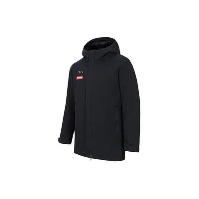 Solid Color Water-Resistant Mid-Length Hooded Snow Shell Down Jacket Men Outerwear Basic-Black 152417909-2