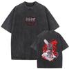 Anime Chainsaw Man Tvättad Vintage T-shirt Tecknad Denji Pochita Grafisk T-shirt Herr Dam Manga Kortärmad T-shirts Streetwear