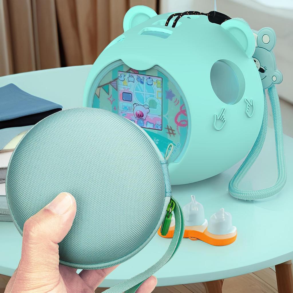 Hard Suitcase and Silica Gel Cover for Takara Tomy Punirunzu, with Strap and Screen Protector (Brown)