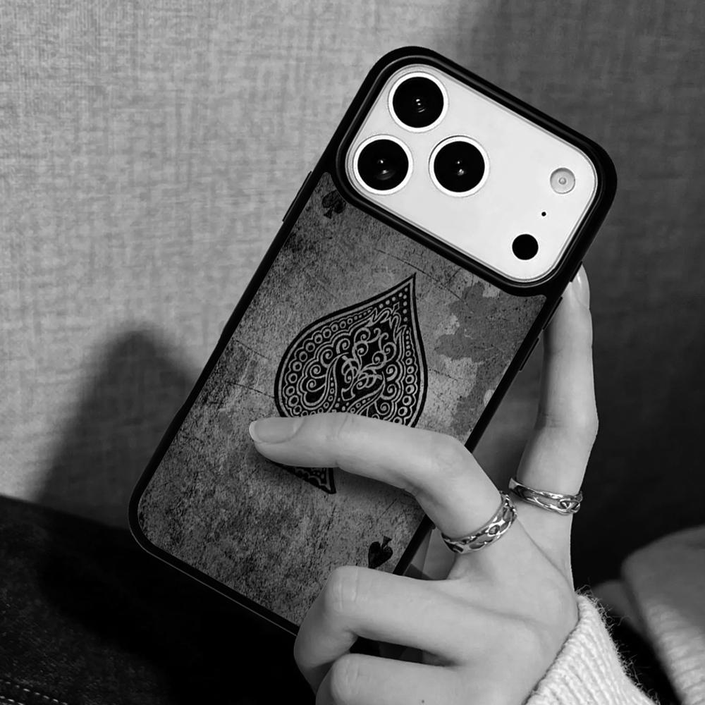 Capa Case for iPhone 17 Air 16 Pro Max 15 Plus 11 13 Mini 14 12 Back Phone Cover Spades Poker Play Cards Ace Art