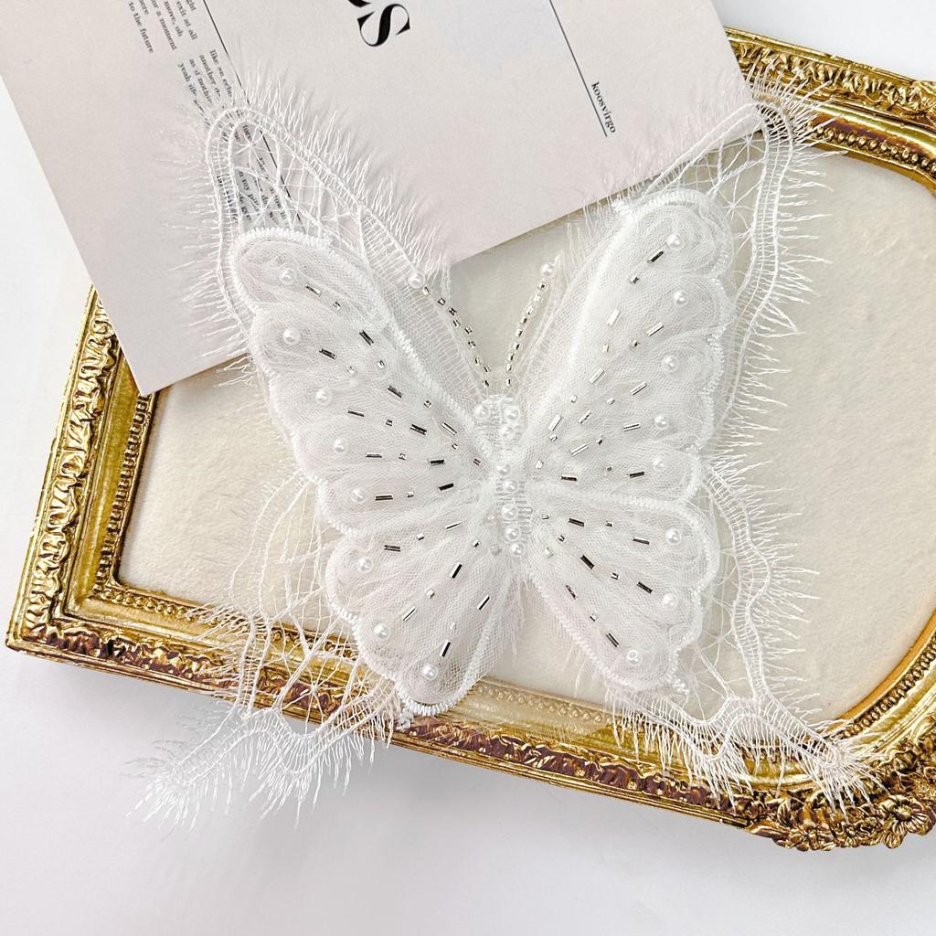 White Fairy Gas Bead Sequin Three-Dimensional Butterfly Clothing Sweater Hair Accessories Dress Children'S Clothing Decorative Accessories Sticker