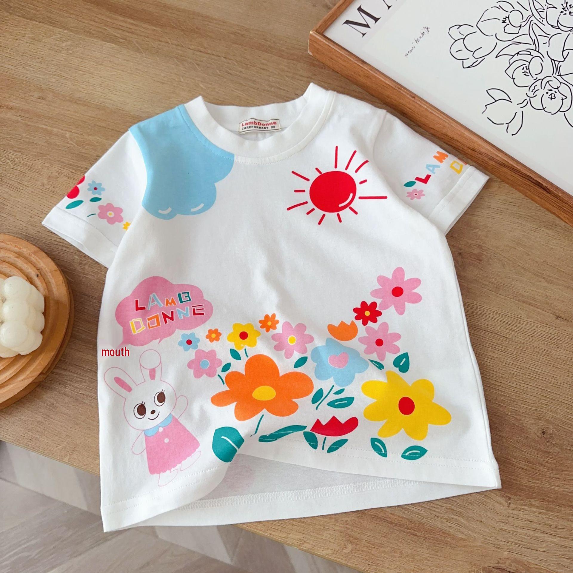 2026 New Arrival Kids  Short-Sleeve T-shirt for Girls and Boys - Light Summer Top 100cm