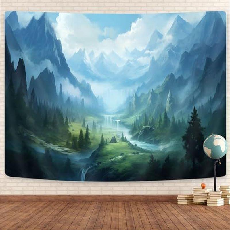Japanische Tuschemalerei Wandteppich, Polyester Orientalisches Wandbehang, Ästhetische Schlafzimmer Wohnzimmer Atmosphäre Dekor, Geschenk