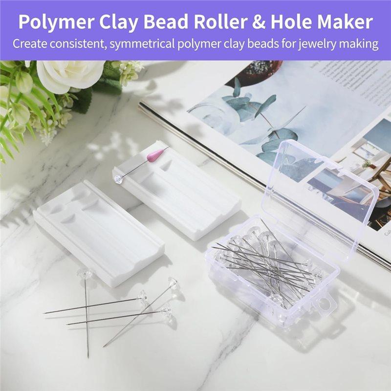 Good-Polymer Clay Bead Roller & Hole Maker Set, Clay Earring Mold And Piercing Tool Kit For Jewelry Making,Clay Craft Tool