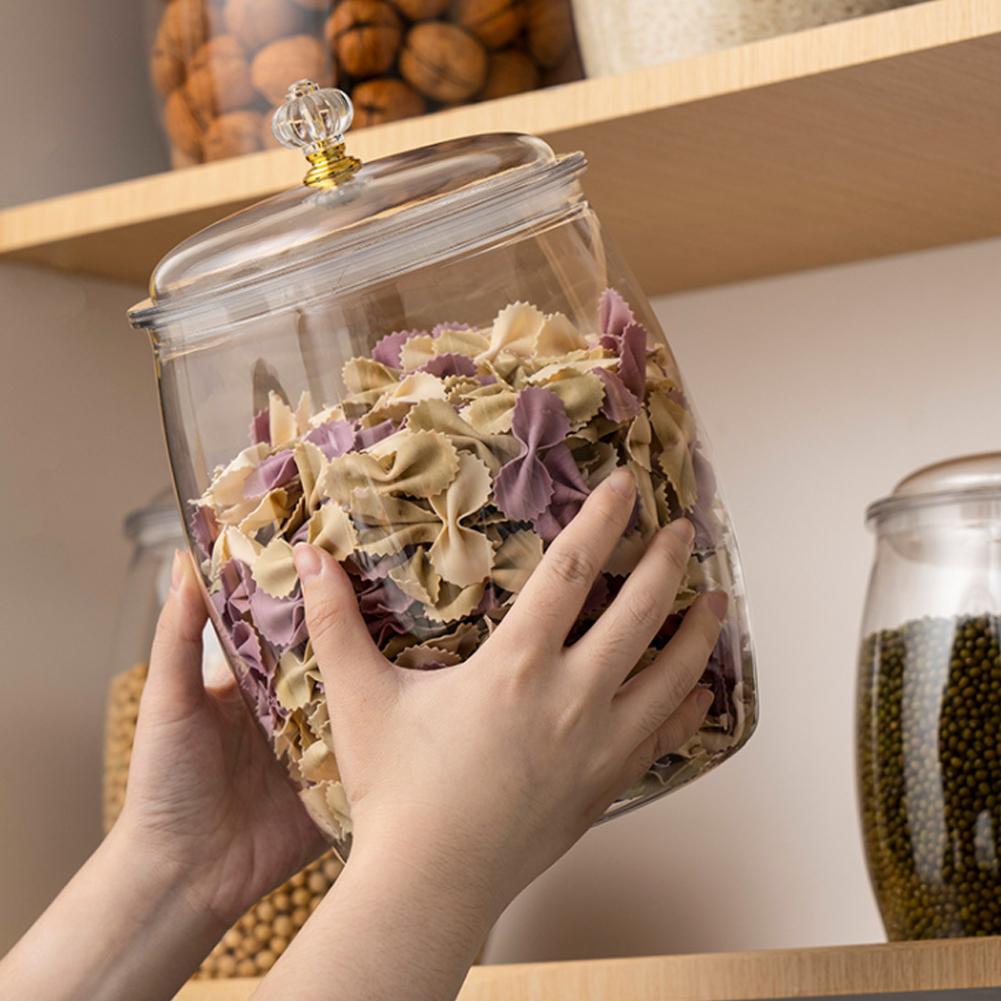 Multifunctional Storage Jar With Lid Plastic Transparent Storage Box Sealed Cereals Jar Flour Rice Nuts Beans Dry Food Container