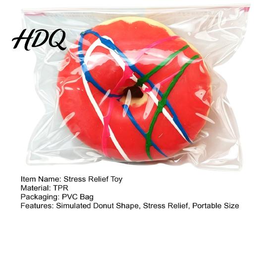 Portable Stress Reliever Simulated Donut Squeeze Toy Soft Stretchy Doughnut Decompression Relief Simulation Food Sensory Fidget Anxiety