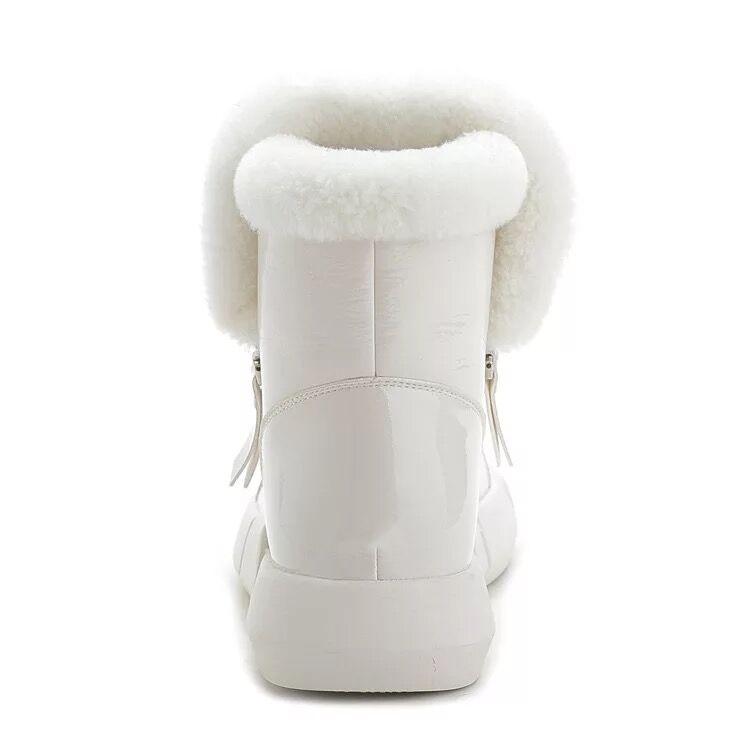 Waterproof Leather Snow Boots Woman Short Boots Women Long Plush Warm Ankle Booties Flat Footwear High Top Casual Sports Side Zipper Cotton Boots