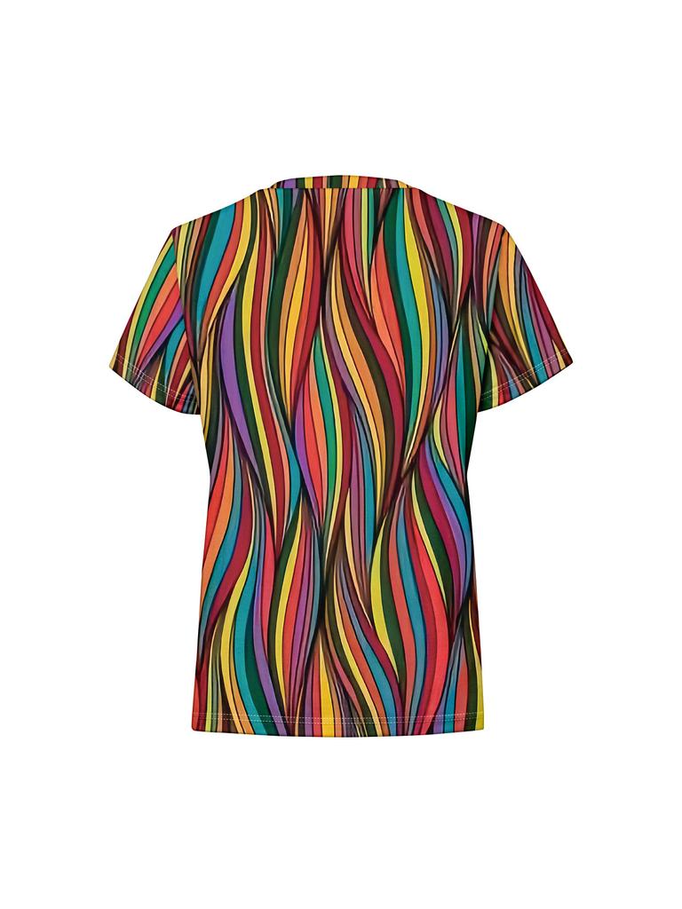 European and American Fashion Plus Size Women's Round Neck Casual Short-sleeved Tops