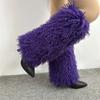 Faux Furs Leg Warmer,Warm Soft Cozy Fuzzy Leg Warmer Boot Cuffs Cover for Women Party Costumes Boot Sleeves Boot Covers
