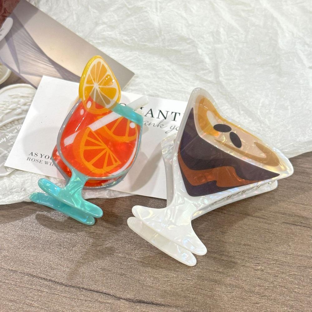 Cocktail Theme Hair Claw Large Shark Clip Casual Grasping Clip Women Hair Accessories