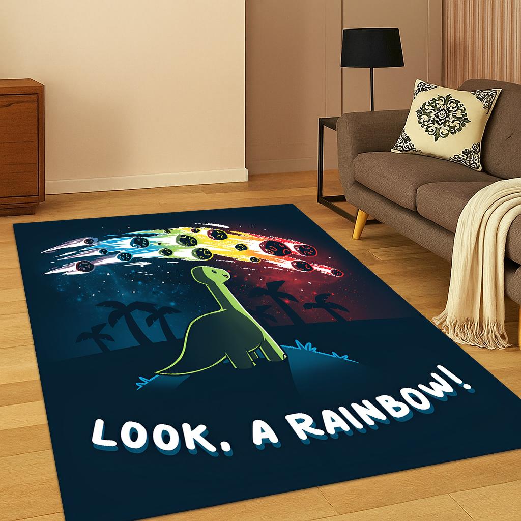 Dinosaur Cute Dino Cartoon Carpet Rug for Bedroom Living Room Sofa Home Doormat Kitchen Decor,Kid Game Area Rug Non-slip Mat