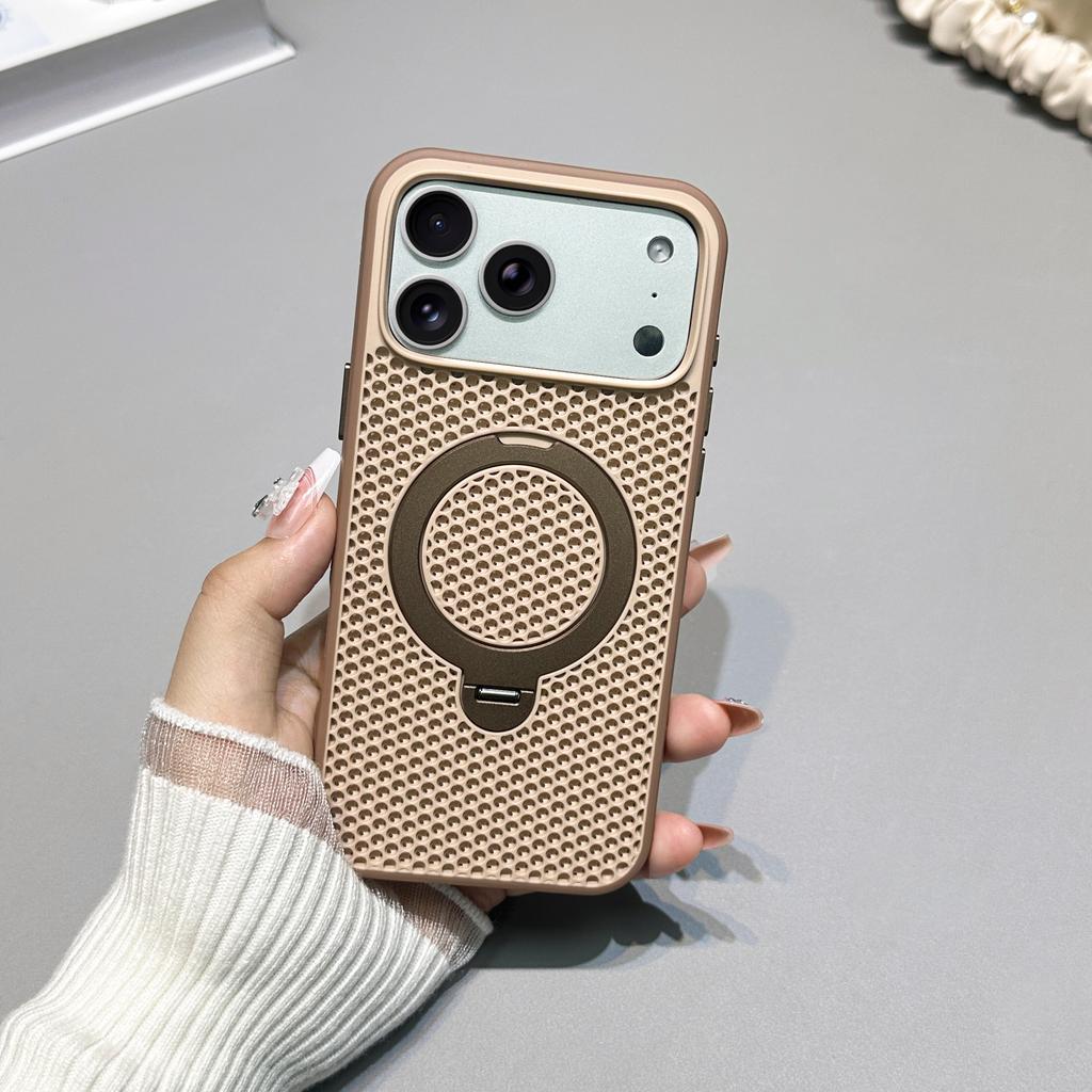 360 Rotating Kickstand Magnetic Phone Case for iPhone 17 Pro Max 16 Plus 15 14 13 12 11 Eat Dissipation Comfortable Grip Cover