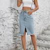 Women High Waist  Package Hip Split Jean Denim Skirt