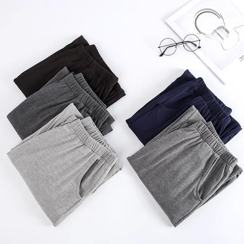 Men's Casual Modal Cotton Summer Pajama Pants: Lightweight, Loose-Fit, Elastic, Ideal for Morning Exercise and Lounging