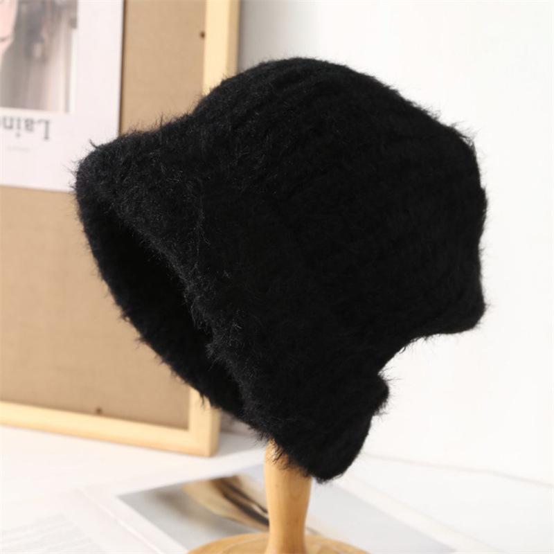 New autumn and winter solid color versatile wool hat Internet celebrity big head circumference knitted hat women's ear protection warm pile hat
