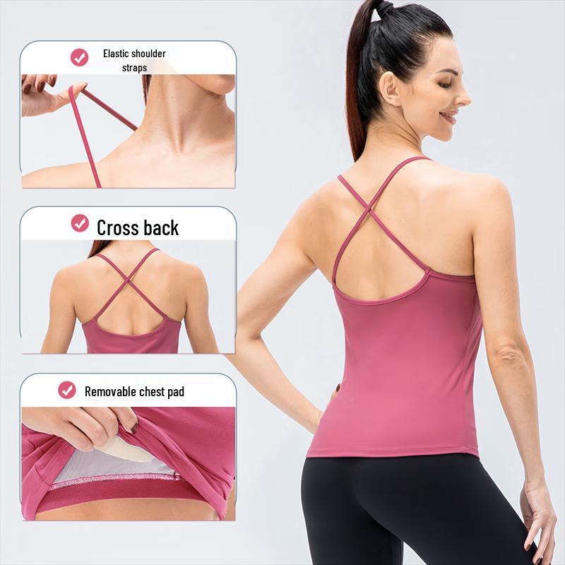 Canotta sportiva da yoga imbottita senza cuciture da donna