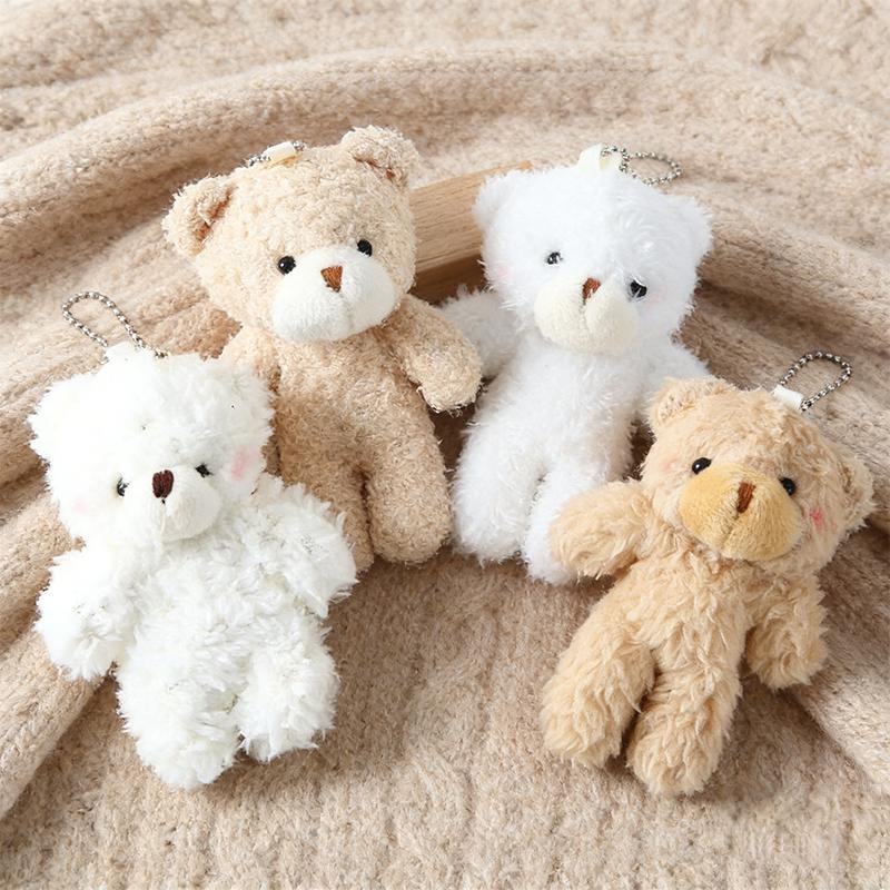 10 Stuks Mini Knuffelberen Schattig Dier Klein Beer Poppetje Speelgoed Sleutelhanger Tas Hanger Ornament Zacht Knuffeldier Meisjesfeest Cadeau 10pcs beige
