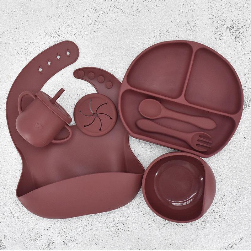 Children's Silicone Feeding Plate Set - Divided Three-Section Baby Plate
