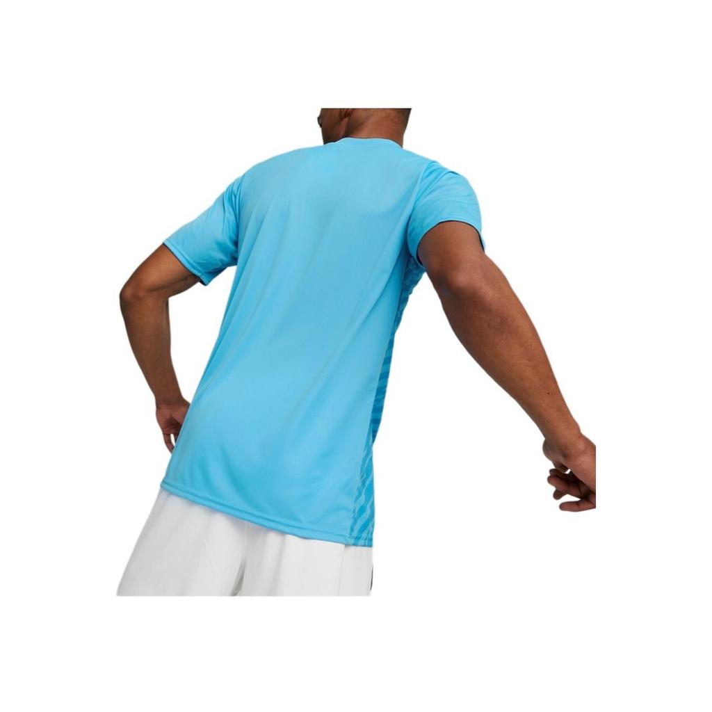 Puma Logo Print Round Neck Short Sleeve T-Shirt Men Tops Light-Blue 705371-18