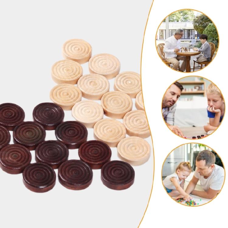 24Pcs Chess Accessories Puzzle Toy Travel Set Checker Pieces Wood Checker Set Backgammon Accessories Wood Chess Pieces