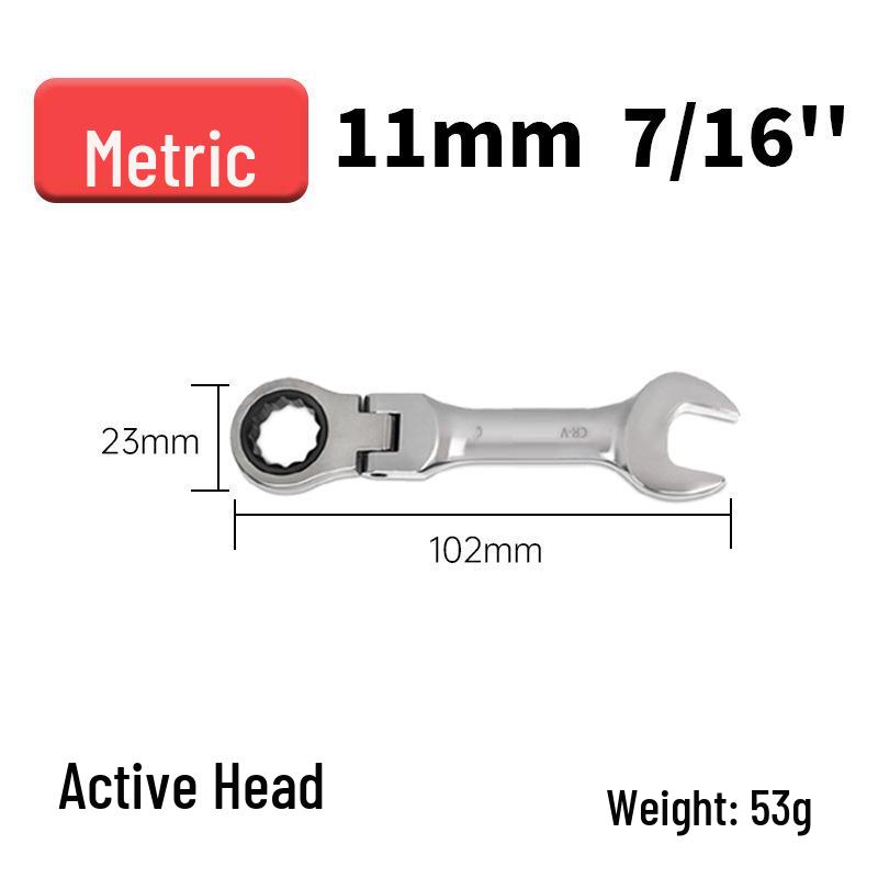 Metric Mini Dual-Use Short Handle Ratchet Wrench for Woodworking