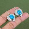 Copper Blue Turquoise Earring 925 Sterling Silver Earring Original Gemstone Earring Handmade Jewelry Unique Style Earrings Engagement Gifts