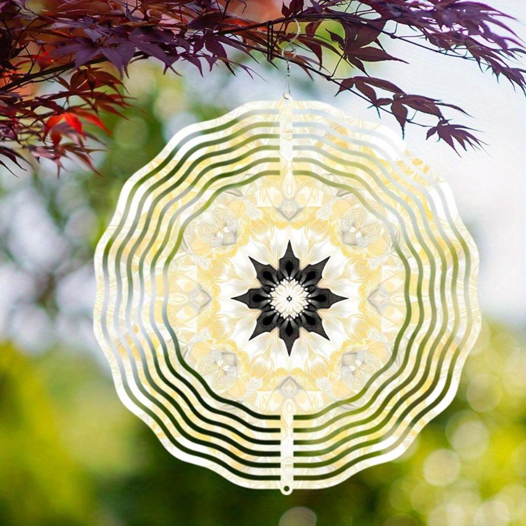 Goldenes Metall Mandala Windspiel Außengartendekor für alle Jahreszeiten Weihnachten Thanksgiving Hängender Schmuck mit reflektierender Oberfläche