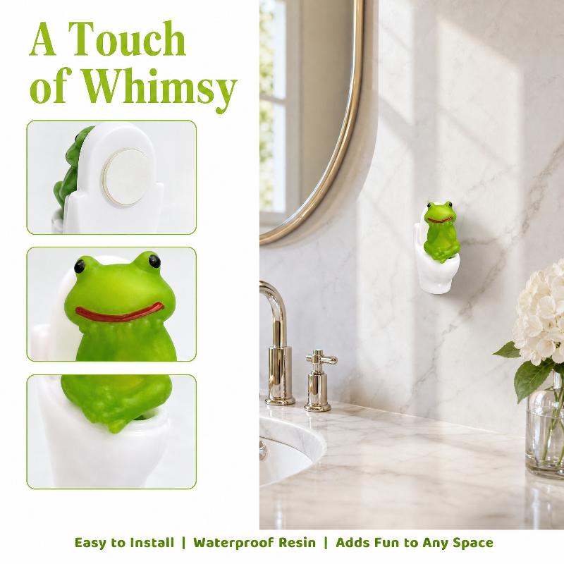 Luxury Funny Toilet Frog Figurine Decorative Sculpture With Humor Gift For Adult Home Display Frog Statue