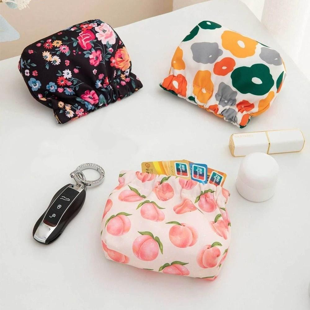 Peach Storage Bag Cherry Printing Coin Purse Casual Cosmetic Bag  Girls