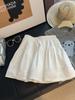 Women's Elastic Waist A Line Mini Skirt Loose Fit Japanese Korean Casual Solid Lace Tiered Ruffle Short Skirt