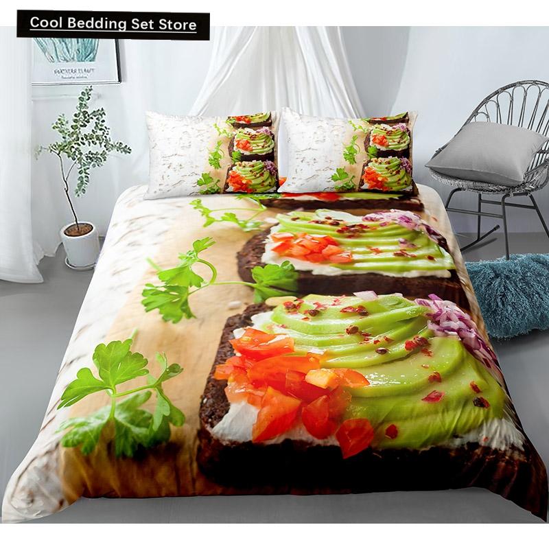 Essen Rindfleisch Bettwäsche Set 3D Frisches Fleisch Bettbezug King/Queen Größe Köstliche Meeresfrüchte Sashimi Hähnchenschenkel Steak Realistischer Bettdeckenbezug