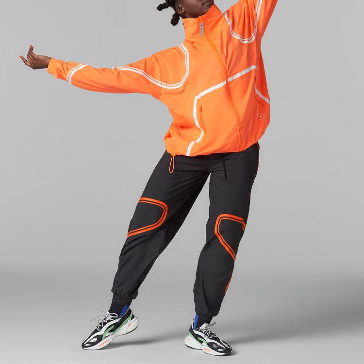Adidas X Stella McCartney Color Block Striped Breathable Running Jacket Women Jacket Orange HB6079