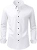 Camisa Social Masculina de Manga Longa Elástica Não Amassa - Cor Sólida