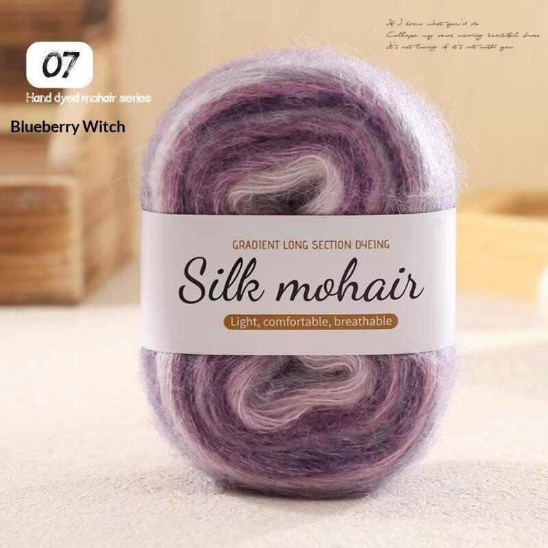 Silk Hand Dyed Mohair Yarn Gradient Wool Yarn Diy Knitted Sweater Accessory Bag Scarf Crochet Thread Soft Non Shedding Hair