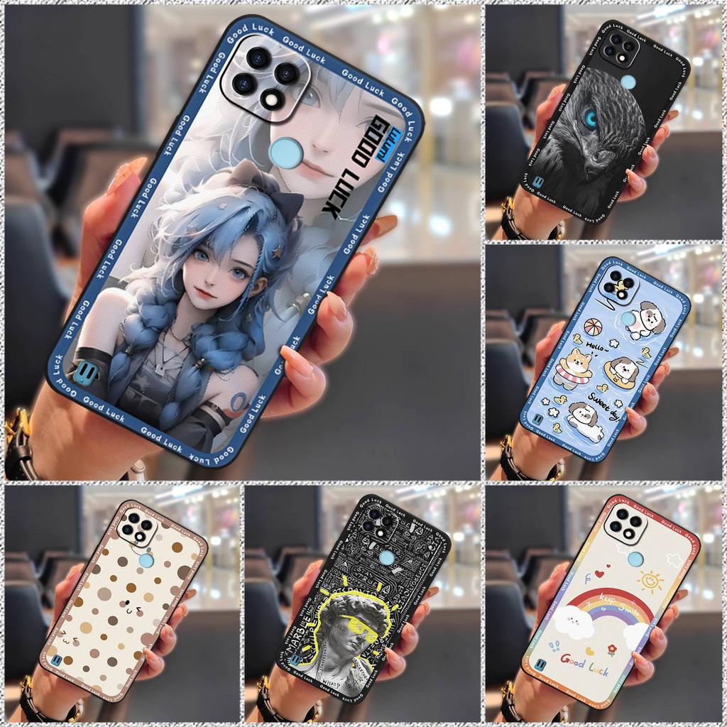 Niedliche stoßfeste Handyhülle für OPPO Realme C21 Cartoon-Hülle TPU Silikon Softcase Wasserdicht Modisches Design Vollständiger Schutz
