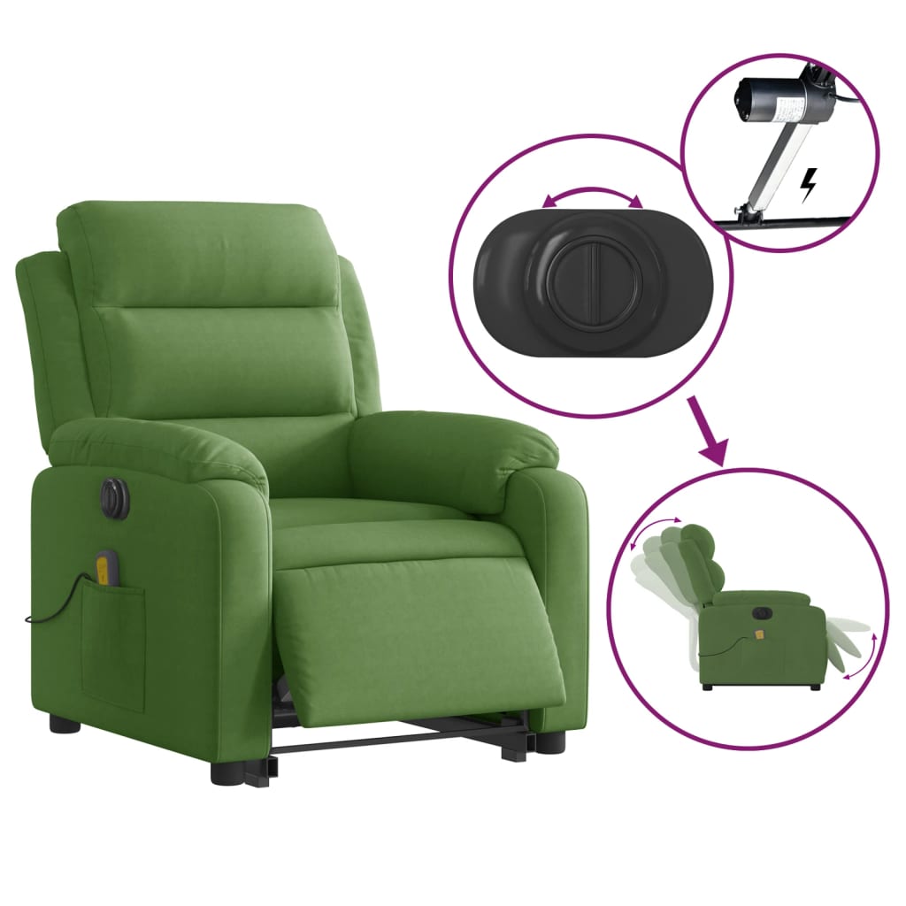Recliner Chair with Lift Function Electric Light Green Velvet